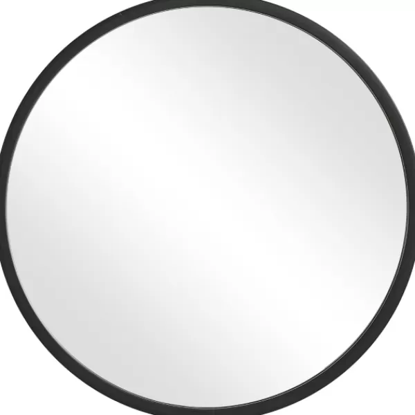 Framed Mirrors-Kirkland's Home Round Matte Black Thick Frame Mirror