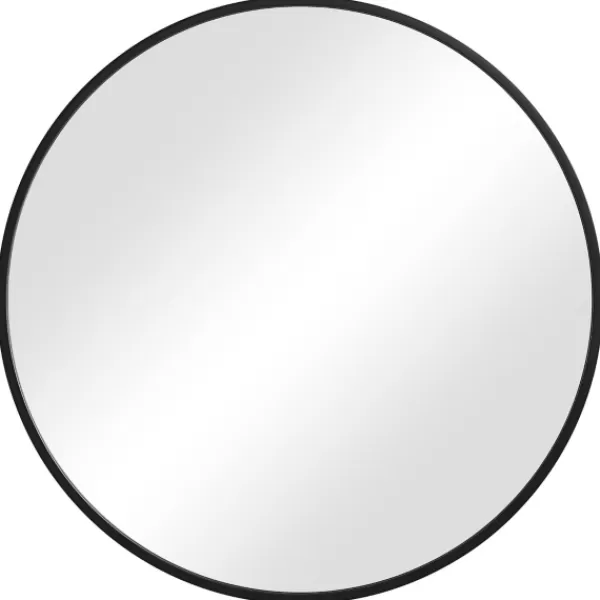 Framed Mirrors-Kirkland's Home Round Matte Black Thin Frame Mirror