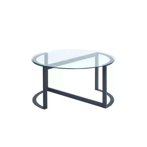 Coffee Tables-Kirkland's Home Round Tempered Glass Hourglass Base Coffee Table Black
