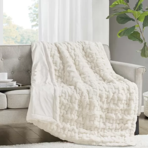 Blankets & Throws-Kirkland's Home Ruched Fur Throw Ivory