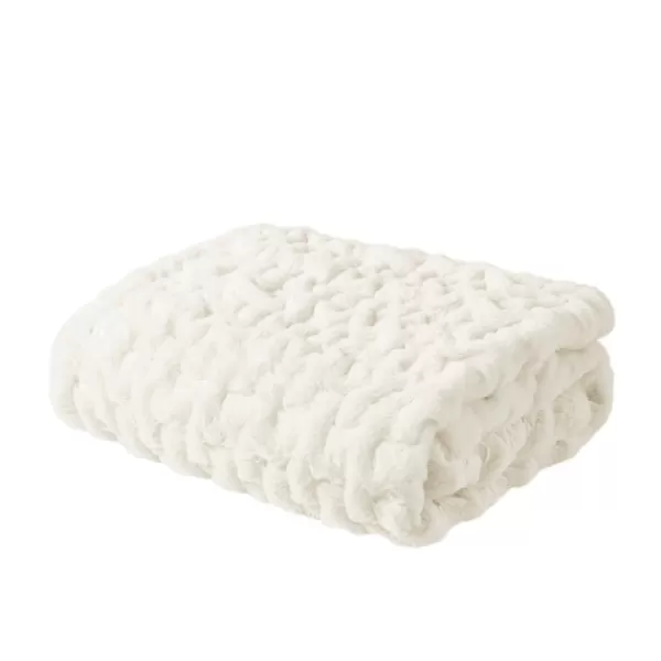Blankets & Throws-Kirkland's Home Ruched Fur Throw Ivory