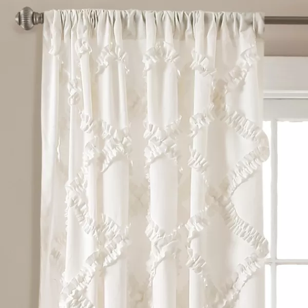 Curtains & Drapes-Kirkland's Home Ruffle Diamond Curtain Panel Set, 84 In. White