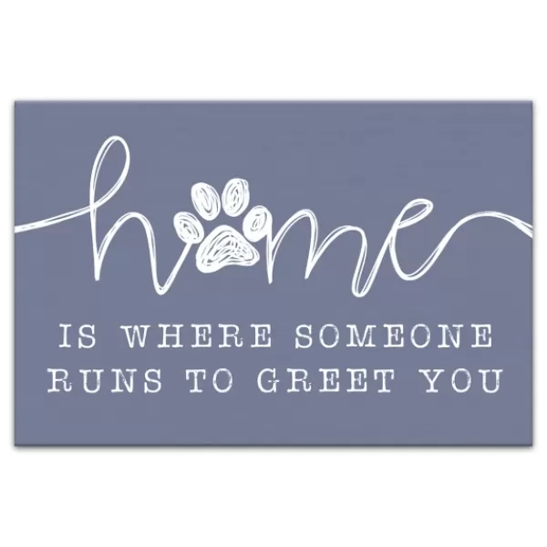 Wall Quotes & Signs-Kirkland's Home Runs To Greet You Canvas Art Print, 18X12 In. Blue/White
