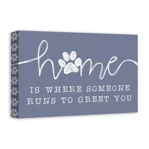 Wall Quotes & Signs-Kirkland's Home Runs To Greet You Canvas Art Print, 18X12 In. Blue/White
