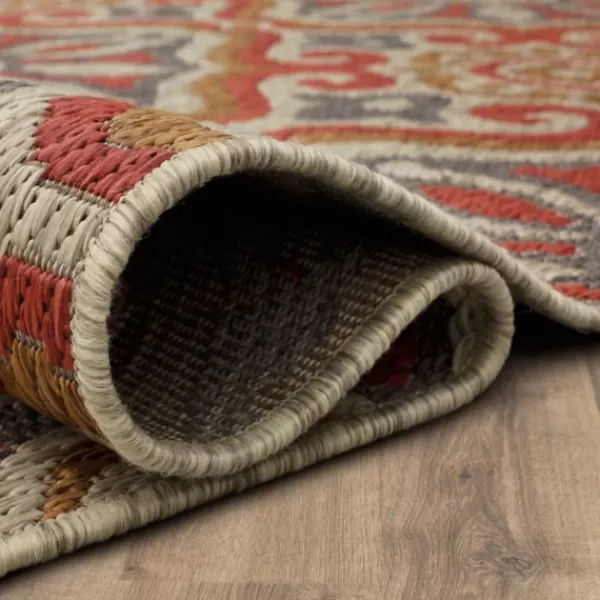 Outdoor Rugs-Kirkland's Home Rust Boho Ikat Indoor/Outdoor Area Rug, 5X7 Red