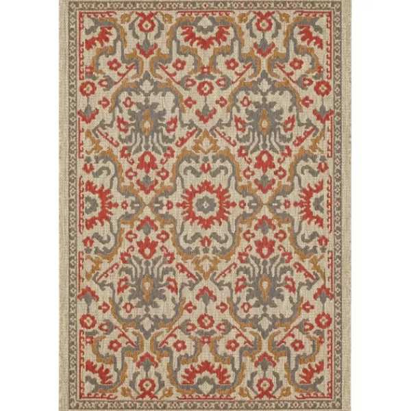 Outdoor Rugs-Kirkland's Home Rust Global Ikat Indoor/Outdoor Area Rug, 5X7 Red/Tan