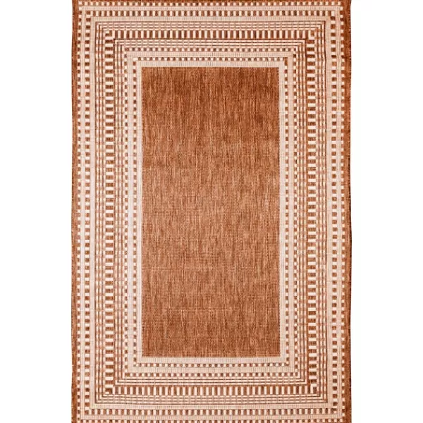 Outdoor Rugs-Kirkland's Home Rust Linear Macy Indoor/Outdoor Area Rug, 4X7 Orange