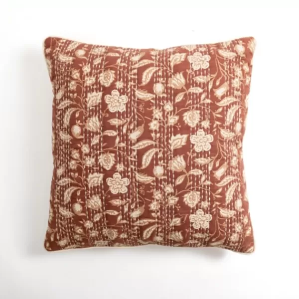 Pillows-Kirkland's Home Rust Stitched Blossoms Pillow Red