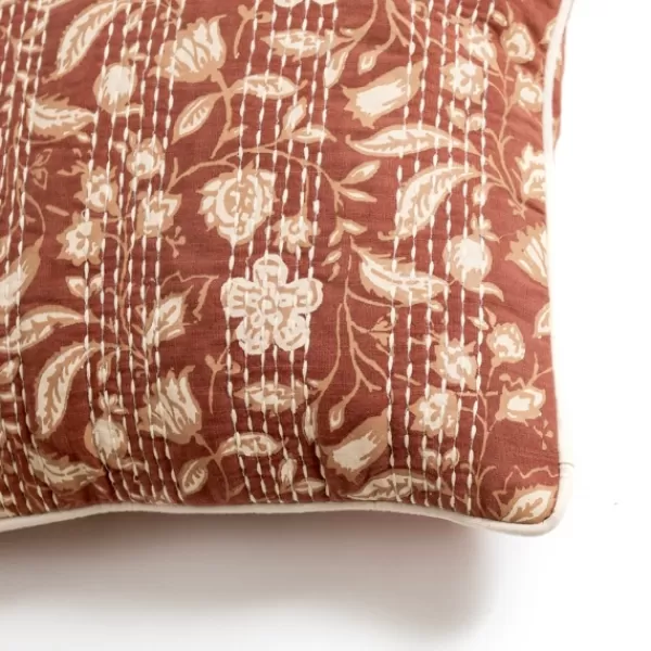 Pillows-Kirkland's Home Rust Stitched Blossoms Pillow Red