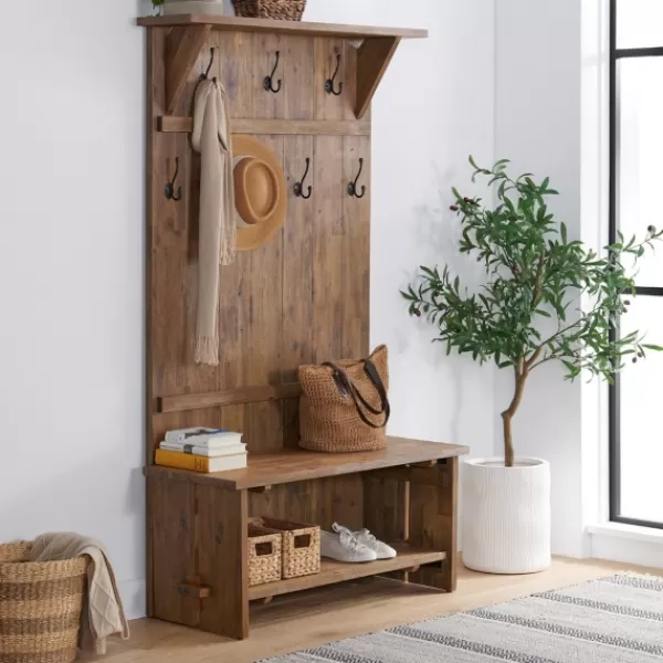 Entryway Furniture-Kirkland's Home Rustic Acacia Wood Hall Tree