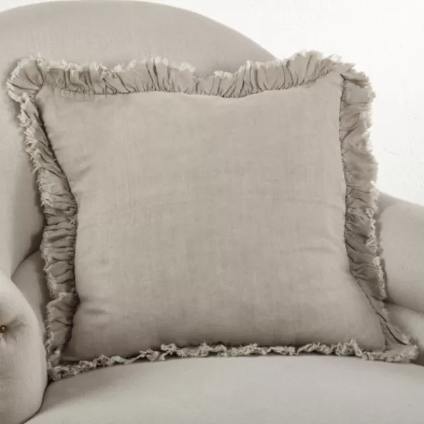 Pillows-Kirkland's Home Rustic Beige Ruffled Edge Throw Pillow Tan