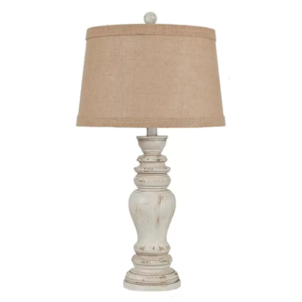 Table Lamps-Kirkland's Home Rustic Distressed Cream Table Lamp Tan