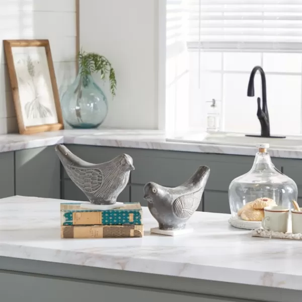 Statues & Figurines-Kirkland's Home Rustic Etched Birds 2-Pc. Figurine Set Gray/White
