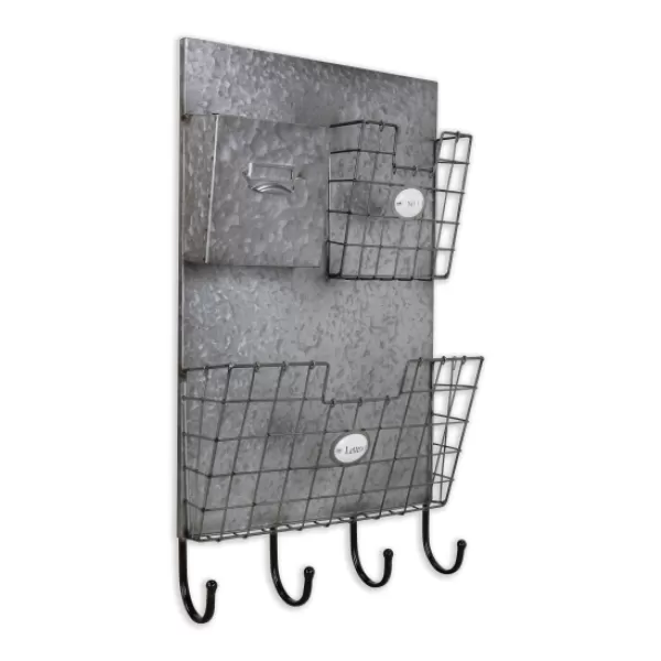 Wall Storage-Kirkland's Home Rustic Gray Metal Wall Organizer