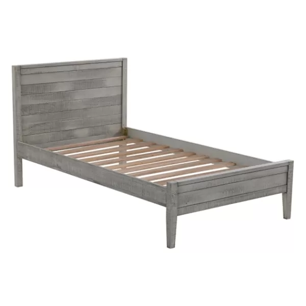 Beds & Headboards-Kirkland's Home Rustic Gray Pine Panel Twin Bed Frame