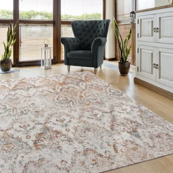 Outdoor Rugs-Kirkland's Home Rustic Southern Indoor/Outdoor Area Rug, 7X9 Ivory/Orange