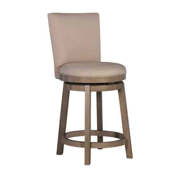 Bar Stools & Counter Height Stools-Kirkland's Home Rustic Taupe Upholstered Swivel Counter Stool Tan