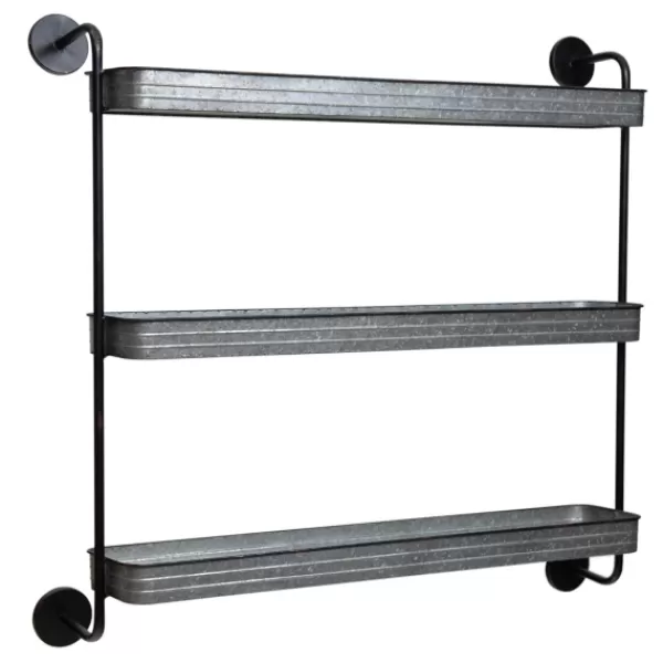 Shelves-Kirkland's Home Rustic Three Tiered Galvanized Metal Wall Shelf