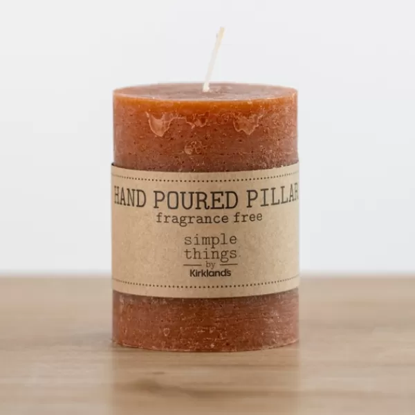 Candles-Kirkland's Home Rusty Unscented Pillar Candle, 3X4 In. Orange