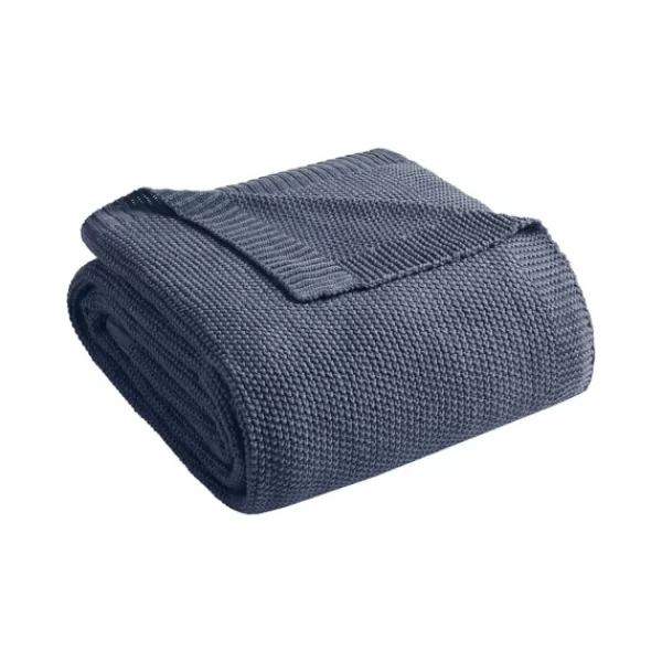 Blankets & Throws-Kirkland's Home Rylan Knit Throw Blanket Blue