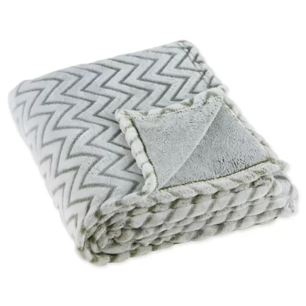 Blankets & Throws-Kirkland's Home Sage Chevron Plush Throw Green