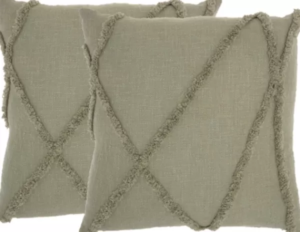 Pillows-Kirkland's Home Sage Tufted Diamond 2-Pc. Pillows, 24 In. Green