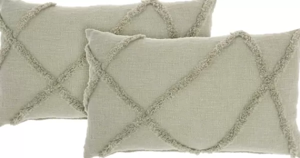 Pillows-Kirkland's Home Sage Tufted Diamond Lumbar Pillows, Set Of 2 Green