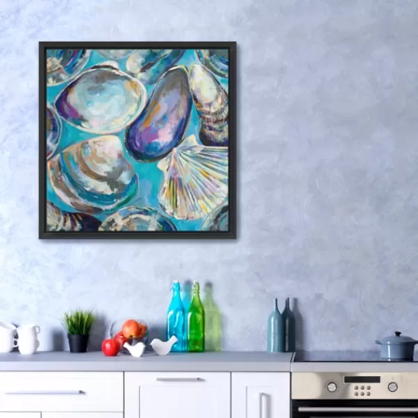 Framed Art-Kirkland's Home Salt Water Finds Framed Canvas Art Print Blue/White