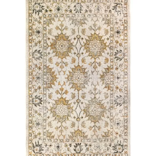 Outdoor Rugs-Kirkland's Home Sand Botanical Hannah Indoor/Outdoor Rug, 7X9 Yellow
