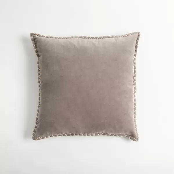 Pillows-Kirkland's Home Sand Velvet Riviera Throw Pillow Gray