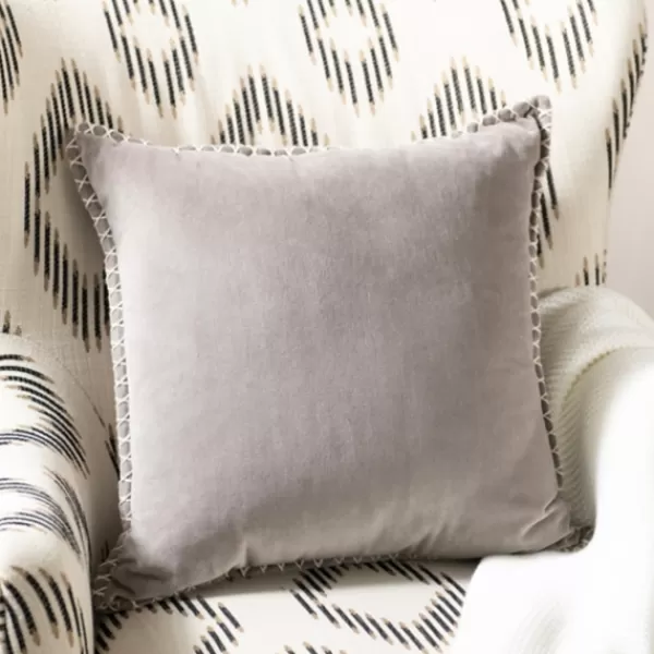 Pillows-Kirkland's Home Sand Velvet Riviera Throw Pillow Gray