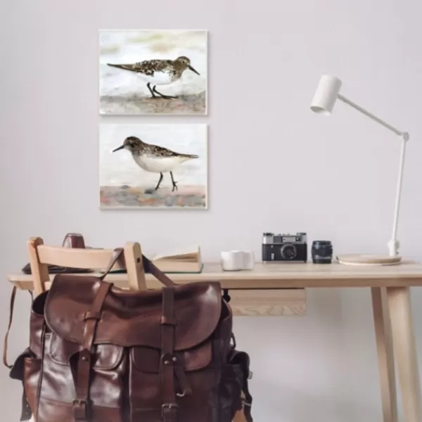 Framed Art-Kirkland's Home Sandpiper On Coast Framed 2Pc Canvas Art Print Set Brown/White/Multi