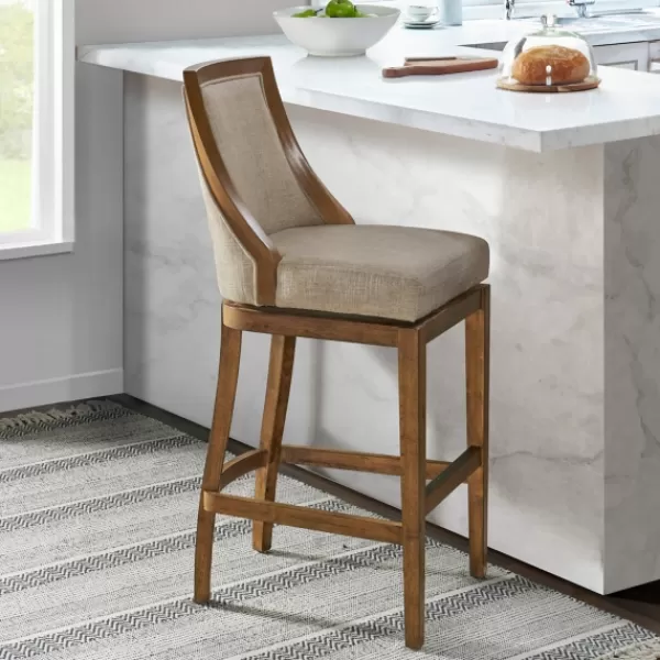 Bar Stools & Counter Height Stools-Kirkland's Home Sandy Beige Swivel Square Bar Stool Tan
