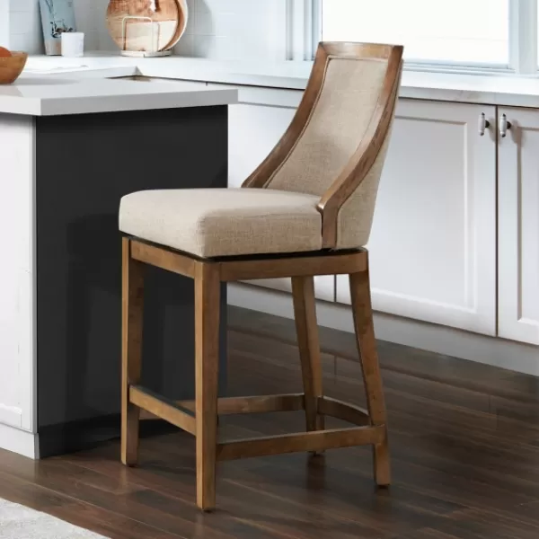 Bar Stools & Counter Height Stools-Kirkland's Home Sandy Beige Swivel Square Counter Stool Tan