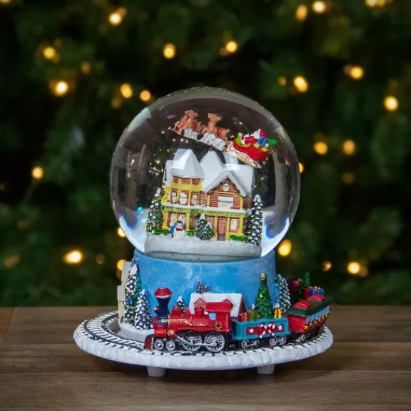 Statues & Figurines-Kirkland's Home Santa And Revolving Train Musical Water Globe Clear/Blue/Multi