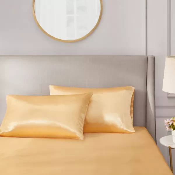 Bed Sheets-Kirkland's Home Satin Standard 2-Pc. Pillow Case Set Gold