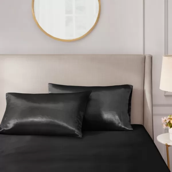Bed Sheets-Kirkland's Home Satin Standard 2-Pc. Pillow Case Set Black