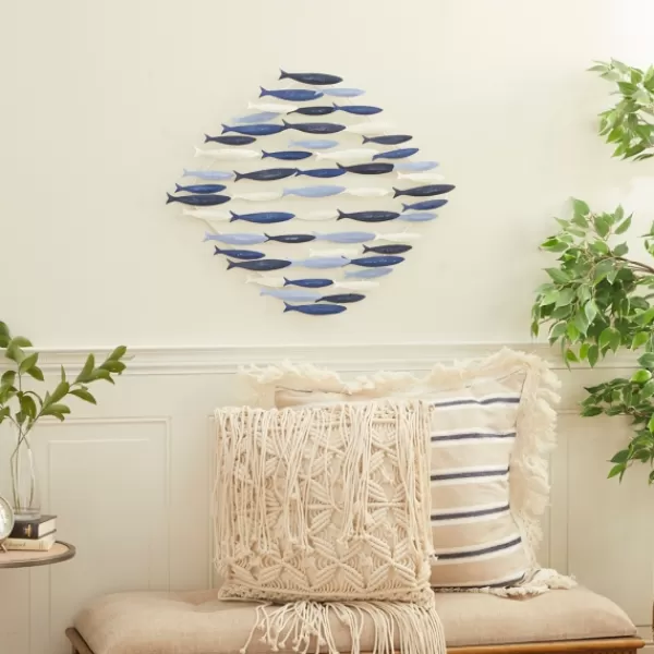 Wall Plaques-Kirkland's Home Schooling Fish Metal Wall Plaque Blue