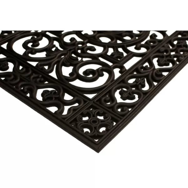 Doormats-Kirkland's Home Scroll Border Rubber Doormat, 41X17 In. Black