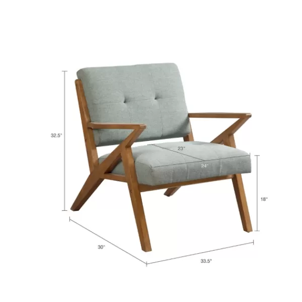Accent Chairs-Kirkland's Home Seafoam Mid-Century Pecan Finish Accent Chair Blue/Green