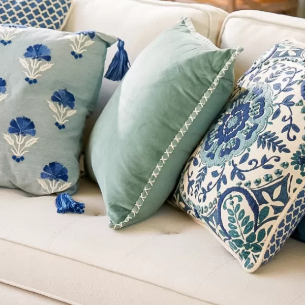 Pillows-Kirkland's Home Seafoam Velvet Riviera Throw Pillow Green