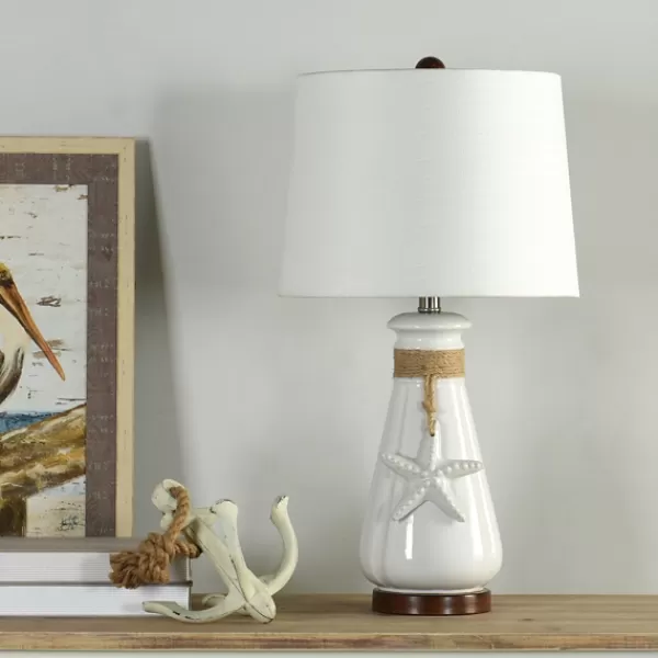 Table Lamps-Kirkland's Home Seaside Rope Tie Table Lamp White