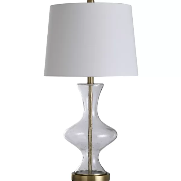 Table Lamps-Kirkland's Home Seeded Glass And Gold Table Lamp White