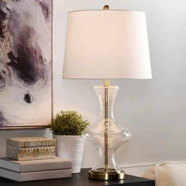 Table Lamps-Kirkland's Home Seeded Glass And Gold Table Lamp White
