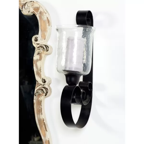 Sconces-Kirkland's Home Shayne Black Iron Scroll Sconce