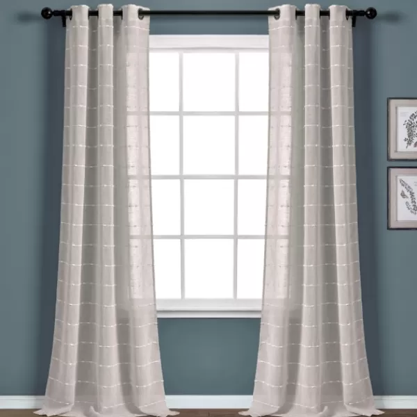 Curtains & Drapes-Kirkland's Home Sheer Textured Curtain Panel Set, 84 In. Gray