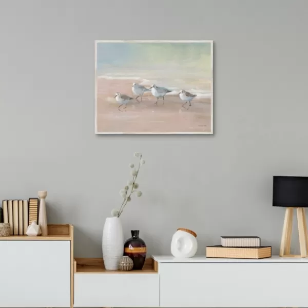 Canvas Art-Kirkland's Home Shorebirds On The Sand Framed Canvas Art Print Gray/Tan/White