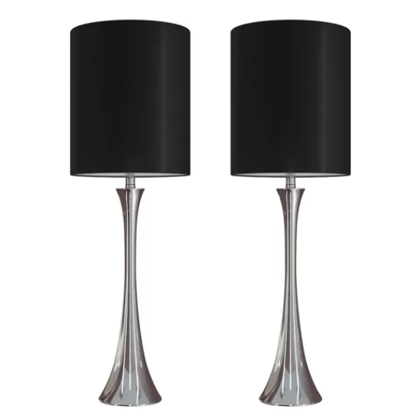 Table Lamps-Kirkland's Home Silver And Tapered Table Lamps, Set Of 2 Black