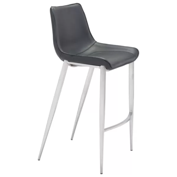 Bar Stools & Counter Height Stools-Kirkland's Home Silver Faux Leather Bar Stools, Set Of 2 Black