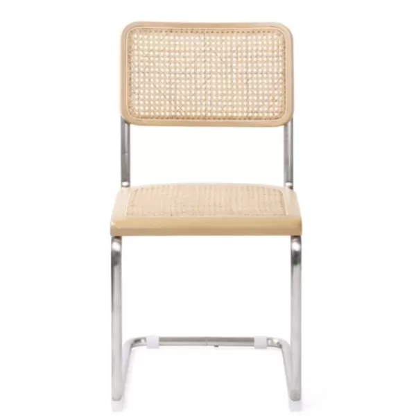 Dining Chairs-Kirkland's Home Silver Framed Woven Cane Dining Chairs, Set Of 2 Tan/Silver